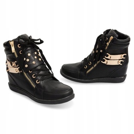 Baskets Baskets Sur Bottes Compensées Ovye WF100 Noir le noir d'or 1