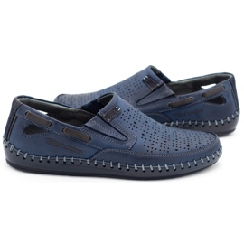 Polbut Chaussures homme mocassins ajourés J68L bleu marine 1