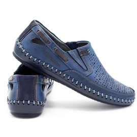 Polbut Chaussures homme mocassins ajourés J68L bleu marine 2