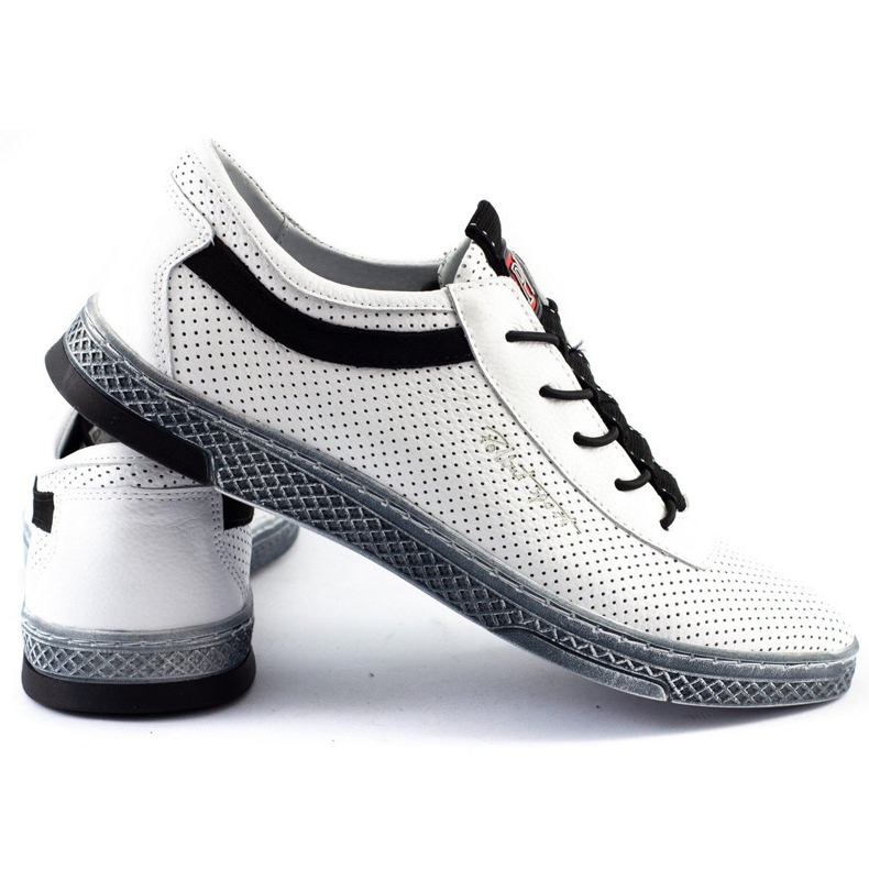 Polbut Chaussures casual en cuir pour hommes K23P blanc blanche 1