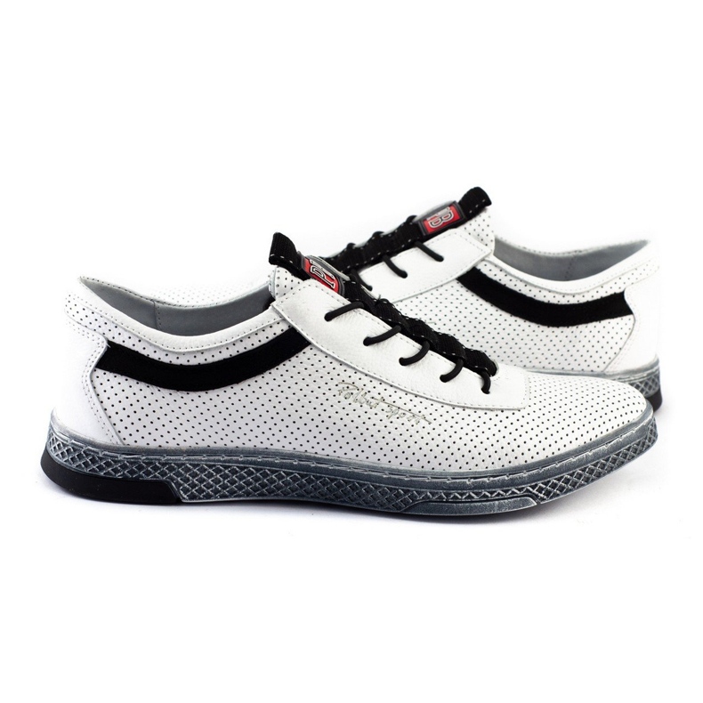 Polbut Chaussures casual en cuir pour hommes K23P blanc blanche 2