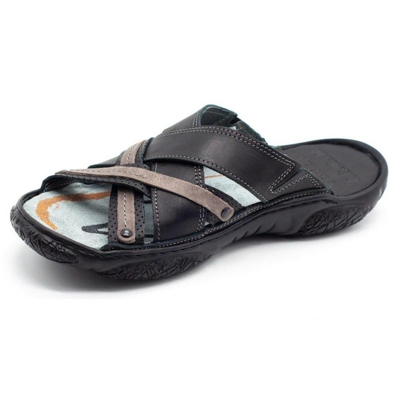 Lemar Chaussons cuir homme 1654 noir le noir 2