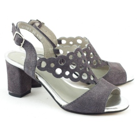 Dolce Pietro Sandales femme en daim sur un poteau en acier 2083 gris 2