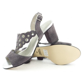 Dolce Pietro Sandales femme en daim sur un poteau en acier 2083 gris 3
