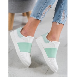 SHELOVET Chaussures à enfiler avec une bande élastique blanc vert 2