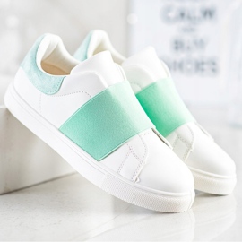 SHELOVET Chaussures à enfiler avec une bande élastique blanc vert 1