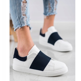 SHELOVET Chaussures à enfiler avec une bande élastique blanc bleu marine 1