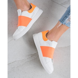 SHELOVET Chaussures à enfiler avec une bande élastique blanc orange 1