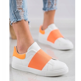 SHELOVET Chaussures à enfiler avec une bande élastique blanc orange 2