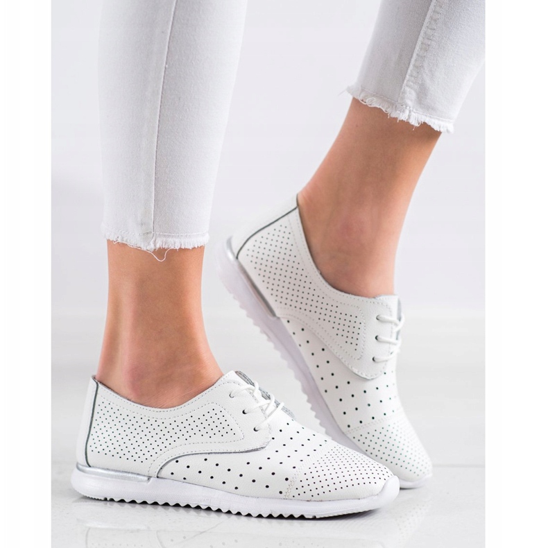 Kylie Chaussures en cuir ajouré blanc 1