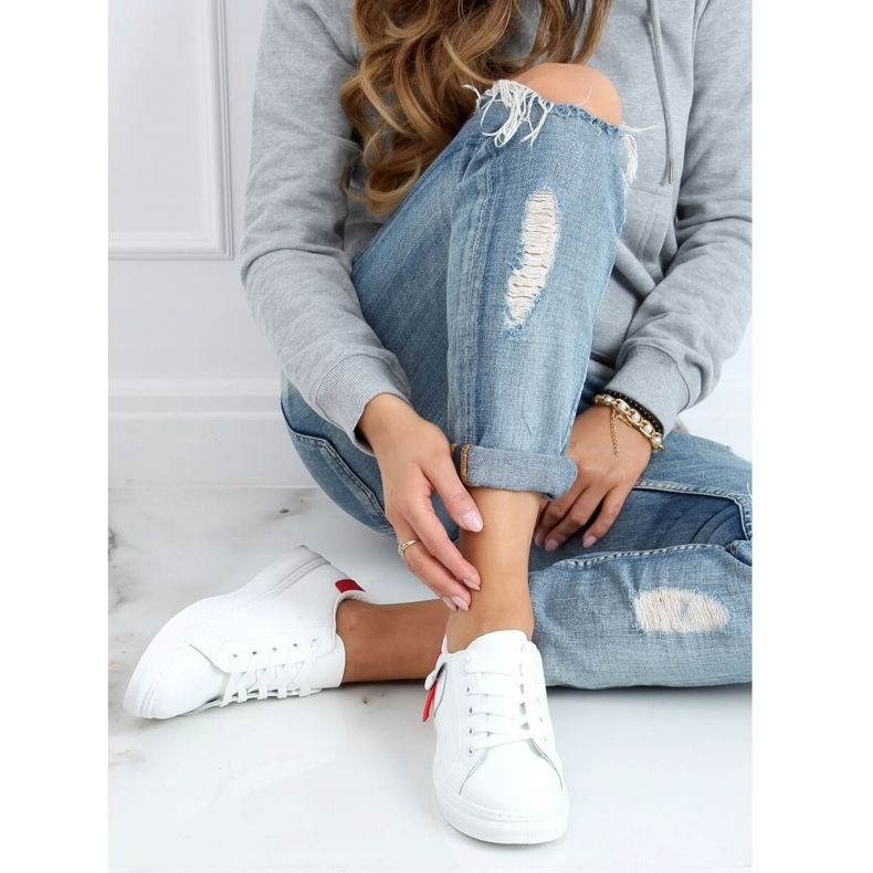 Baskets femme blanches et rouges LA132P Rouge 2