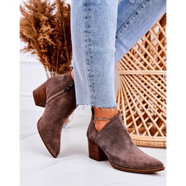 Nicole Bottines Femme Avec Découpe En Daim Marron Lawrence brun 4