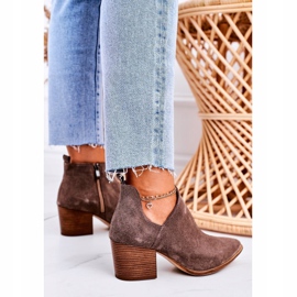 Nicole Bottines Femme Avec Découpe En Daim Marron Lawrence brun 7