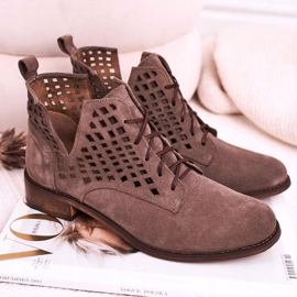Nicole Bottines Susannah Femme Ajourées En Daim Marron brun 8