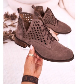 Nicole Bottines Susannah Femme Ajourées En Daim Marron brun 7