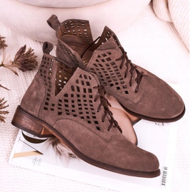 Nicole Bottines Susannah Femme Ajourées En Daim Marron brun 6