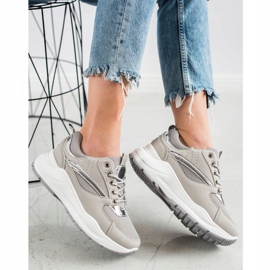 Ideal Shoes Baskets de sport élégantes beige gris 1