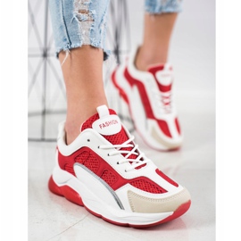 Via Giulia  Baskets À Paillettes Mode beige blanche rouge 1