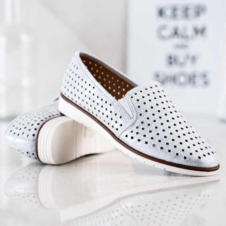 Kylie Slipons ajourés brillants argent 2