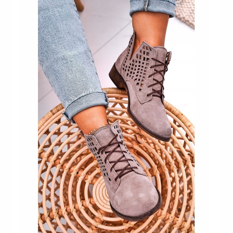 Nicole Bottes Susannah Femme Cappuccino Ajourées En Daim brun 1