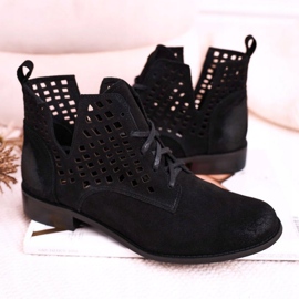 Nicole Bottines Susannah en Daim Ajouré Noir Femme le noir 6