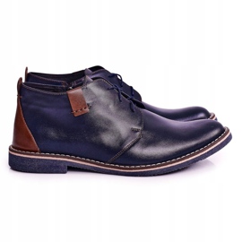 Gejms Bottes chaudes en cuir bleu marine Ferens pour hommes brun 1