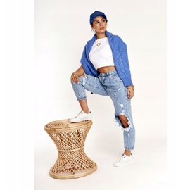 Baskets Cuir Femme Big Star BB274211 Blanc et Bleu Marine blanche 2