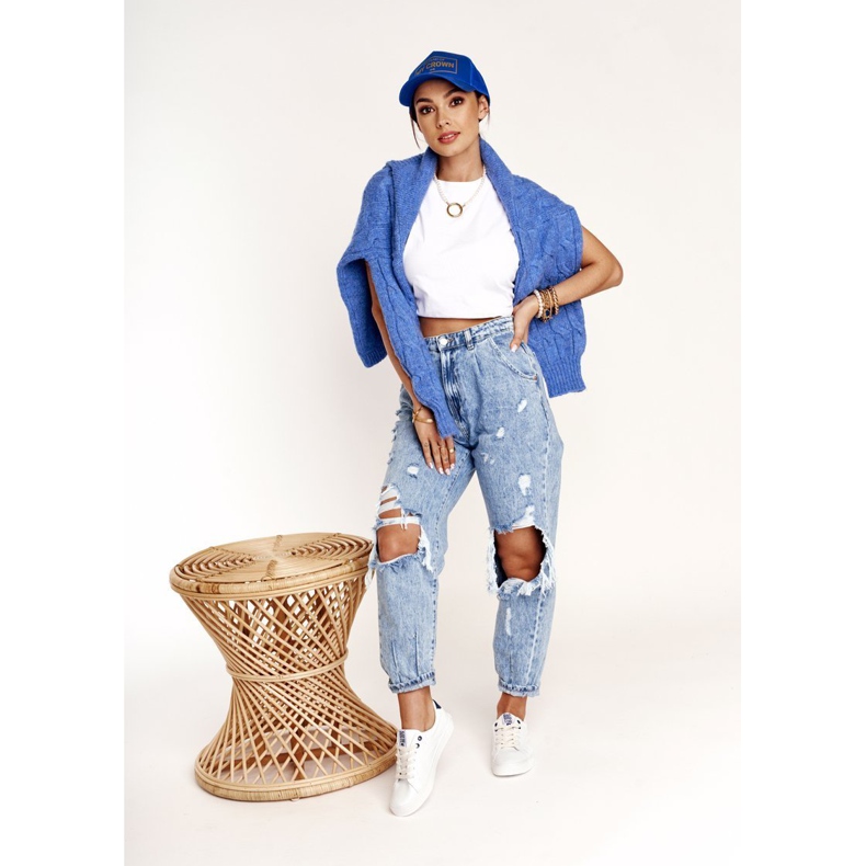 Baskets Cuir Femme Big Star BB274211 Blanc et Bleu Marine blanche 1