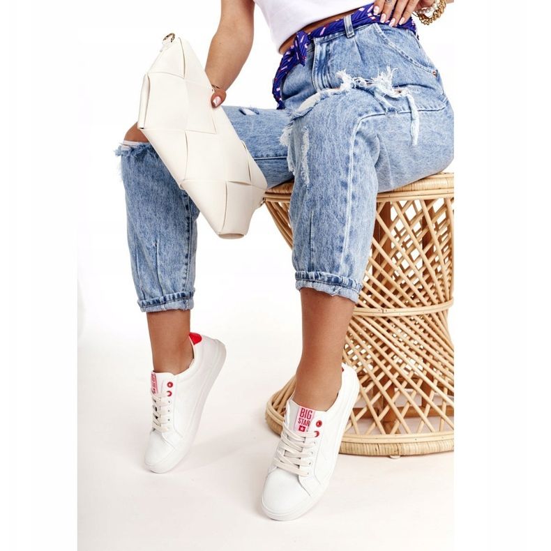 Baskets Cuir Femme Big Star BB274210 Blanc et Rouge blanche 1 Baskets Cuir Femme Big Star BB274210 Blanc et Rouge blanche 1