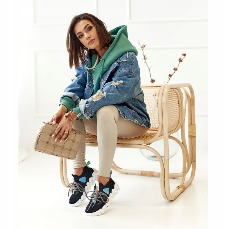 PS1 Chaussettes de sport pour femmes Black Fashion Pioneer noir bleu 2