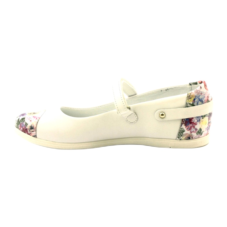 Ballerines en cuir des filles avec des fleurs blanches Bartek 2