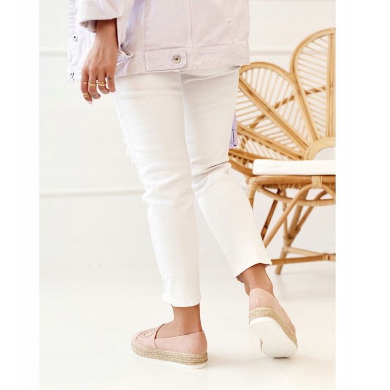 PS1 Espadrilles Femme Sur Une Plateforme De Paille Rose Febi 2