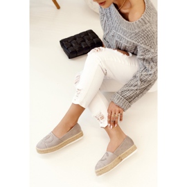 PS1 Espadrilles Femme Sur Une Plateforme De Paille Gris Febi 1