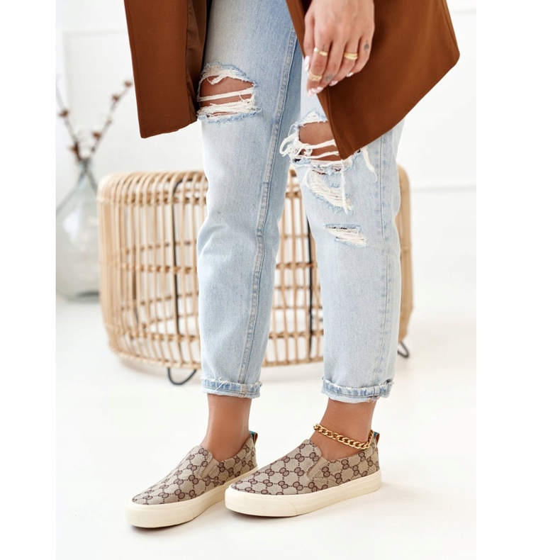 Baskets Logged Femme Slip-On Khaki Challenge beige brun 1