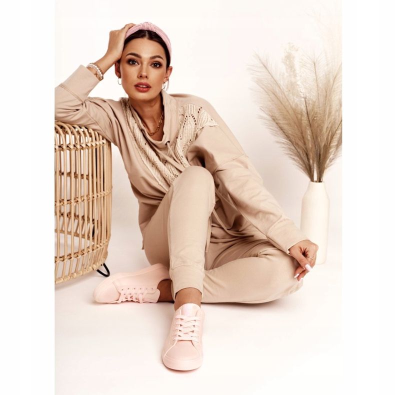 Baskets en cuir pour femmes Big Star HH274141 Rose clair 2