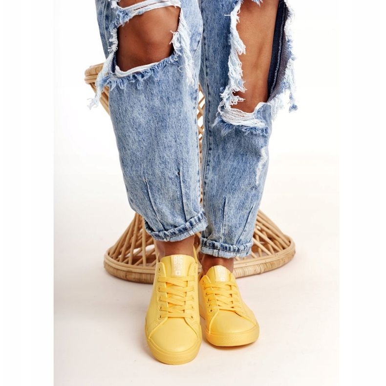 Baskets en cuir pour femmes Big Star HH274142 Jaune 1