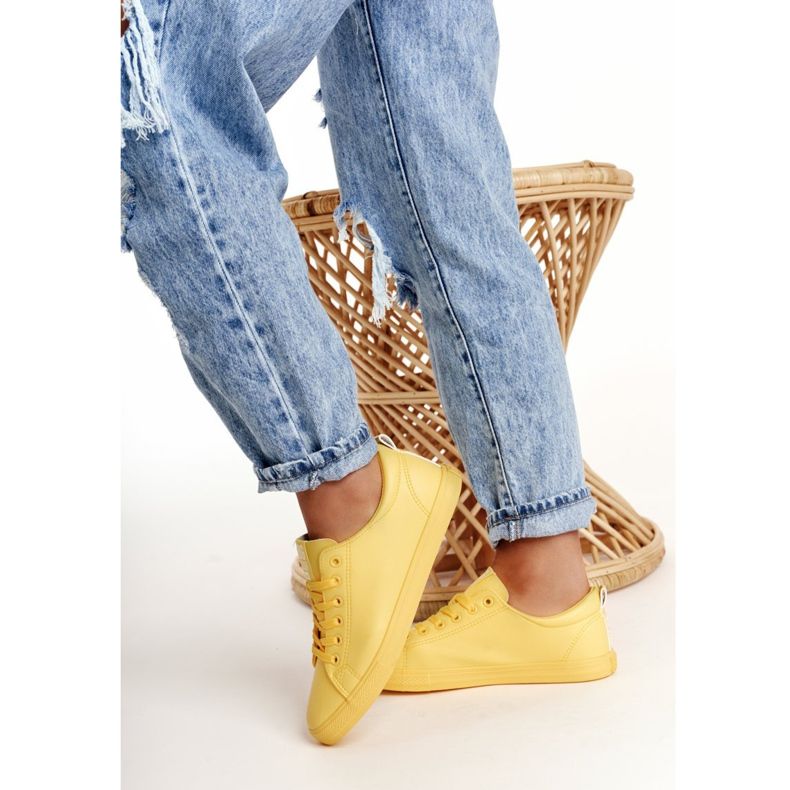 Baskets en cuir pour femmes Big Star HH274142 Jaune 2