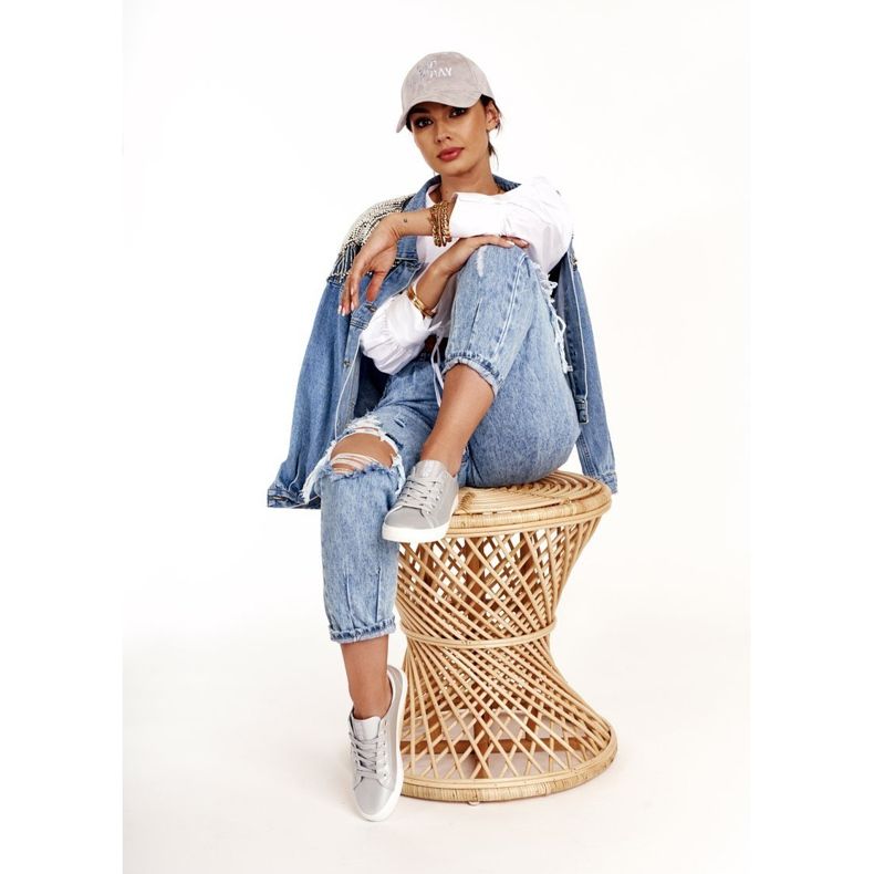 Baskets en cuir pour femmes Big Star HH274143 Argent 2 Baskets en cuir pour femmes Big Star HH274143 Argent 2