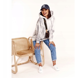 Baskets en cuir pour femmes avec une étoile Big Star DD274692 Blanc-Bleu blanche 11