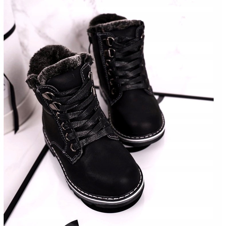 Trappeurs pour enfants isolés avec de la fourrure Black Luke noir 2