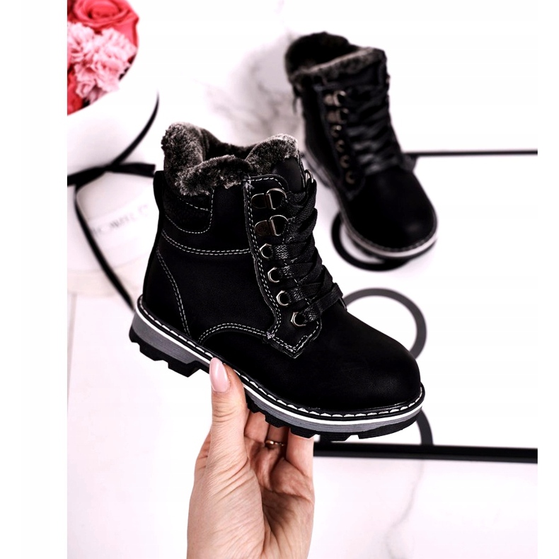 Trappeurs pour enfants isolés avec de la fourrure Black Luke noir 3