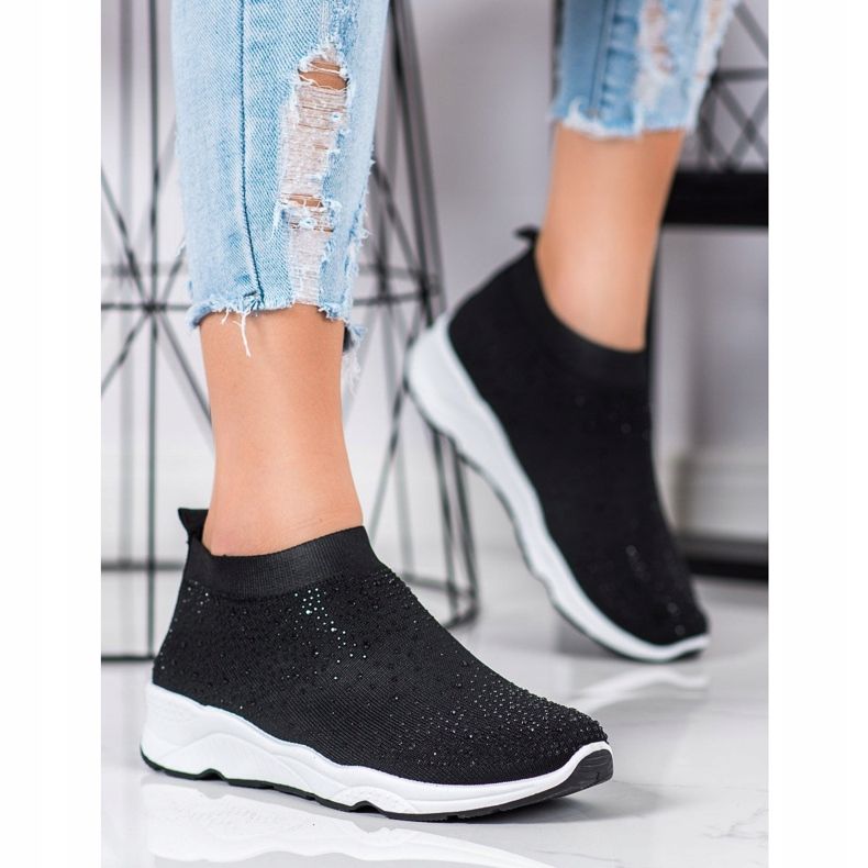 Goodin Chaussures de sport avec cristaux noir 1