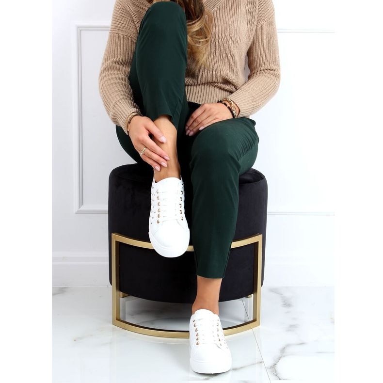 Sneakers femme clous blancs LA124P Beige 2