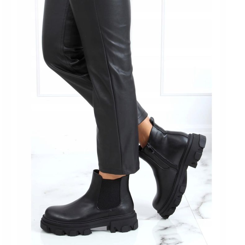 Bottines Chelsea noires à semelle haute noir 888-52 Noir 2