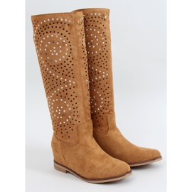 Boots ajourées camel compensées cachées ST-56P Camel brun 3