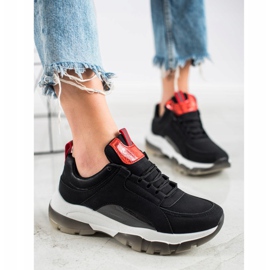 SHELOVET Baskets en cuir écologique noires le noir 2 SHELOVET Baskets en cuir écologique noires le noir 2