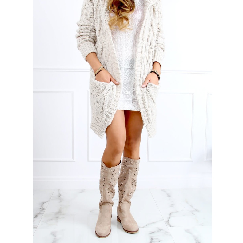 Boots ajourées compensées cachées beige ST-56P Beige 2