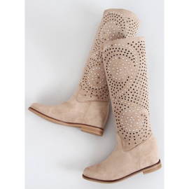 Boots ajourées compensées cachées beige ST-56P Beige 3