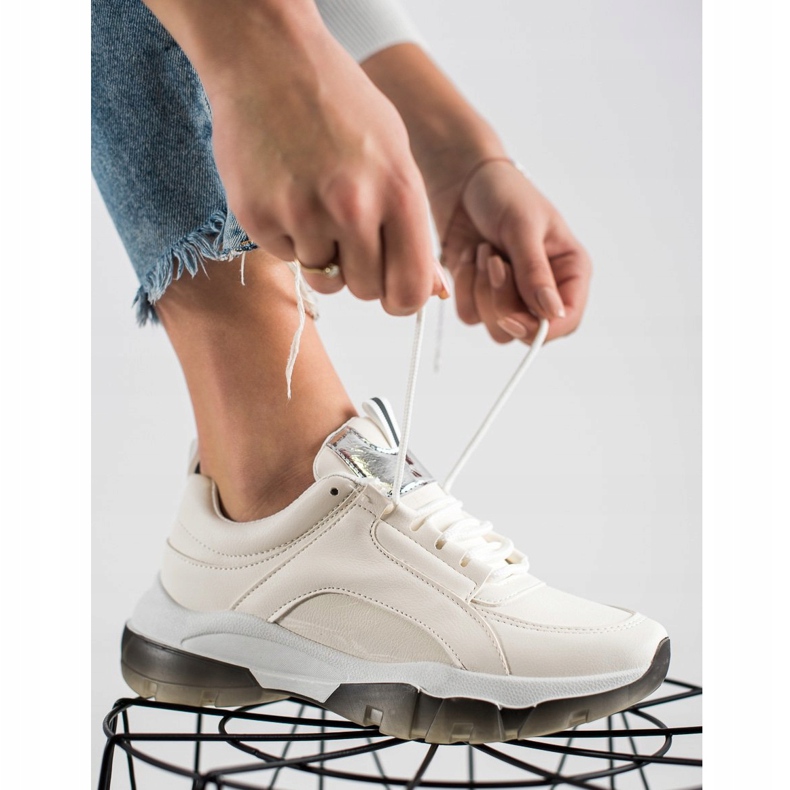 SHELOVET Baskets blanches en cuir écologique 2