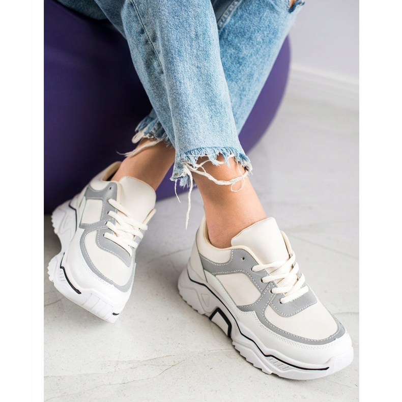 SHELOVET Baskets de sport confortables blanc brun 1